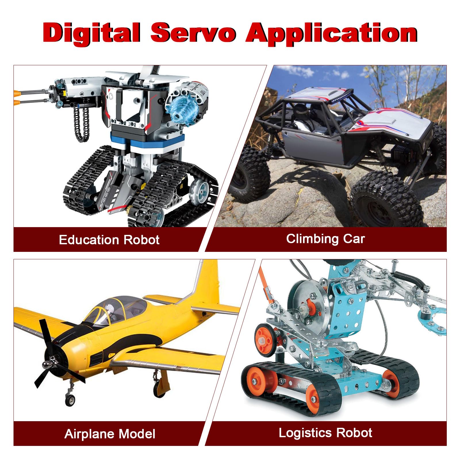 Servomoteur 25KG, 2PCS Servo RC numérique métal, Servomoteur numérique Servo Moteur RC servo 180° pour avion RC hélicoptère/voiture RC Bateau pour Arduino