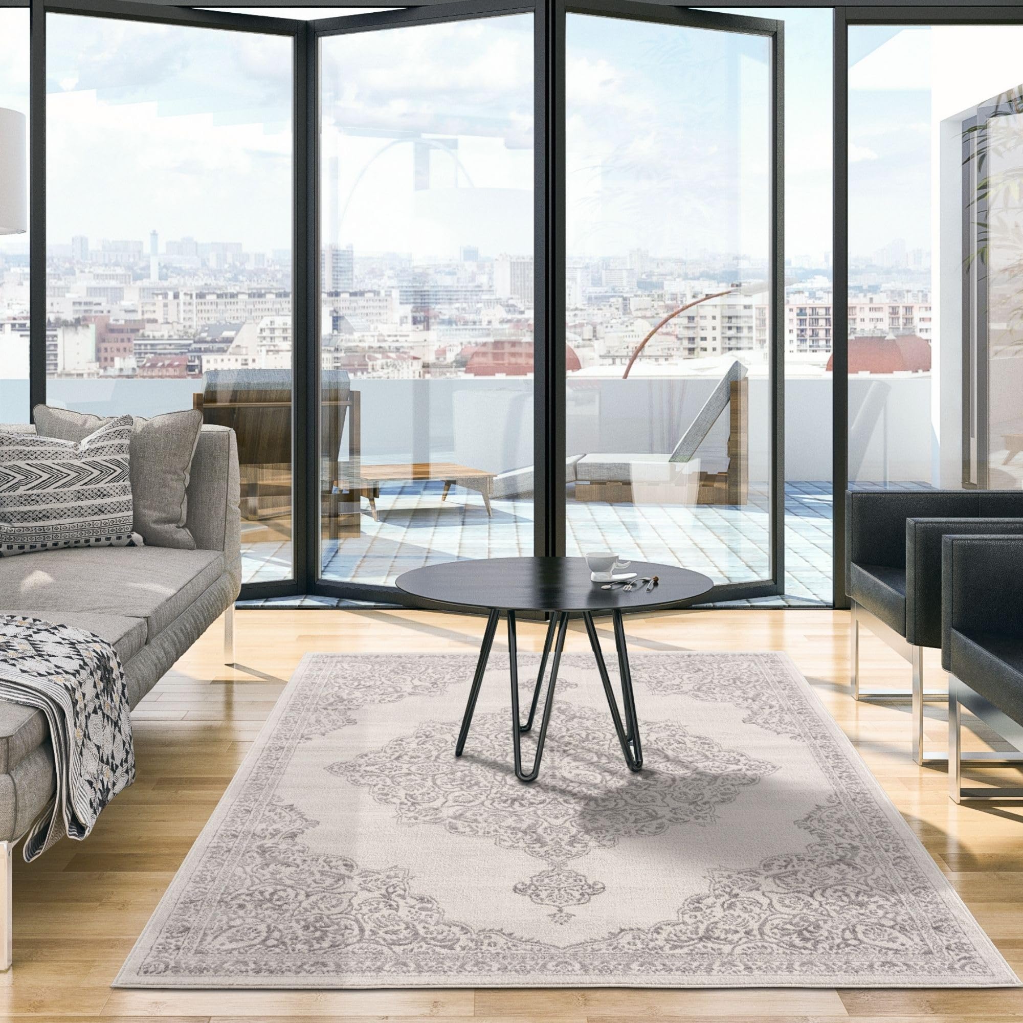 The Rugs Montana Oriental Modern Rug - Grey / 240Cm