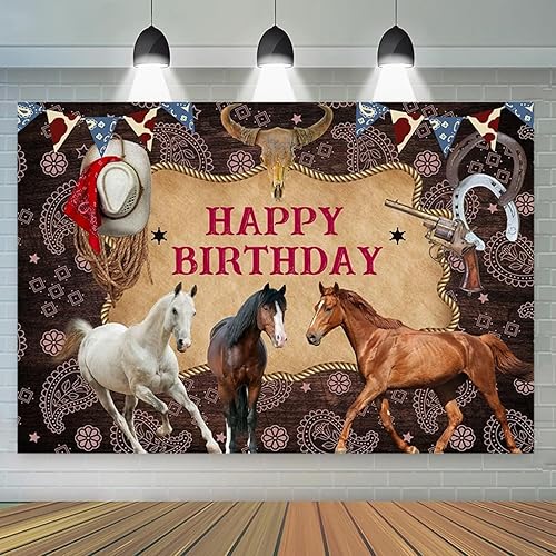 Miniatura 6 de Decoración de cartel de celebración de caballo para fiesta de cumpleaños, telón de fondo estable del salvaje oeste, fondo de fotos de baby shower,