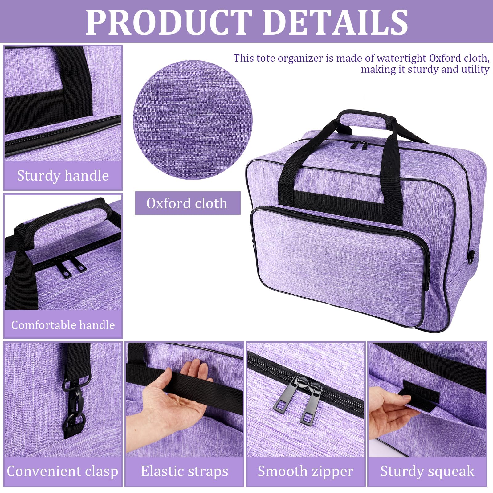 Valigetta per macchine da cucire, borsa impermeabile in tessuto Oxford per macchine da cucire con tracolla e manici, 46×23×32 cm, valigetta universale per la maggior parte delle macchine da