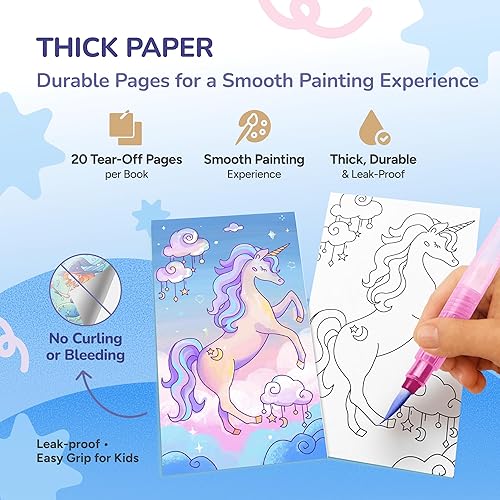 Miniatura 8 de JoyCat Paquete de 2 libros de pintura de bolsillo con agua para colorear para niños, juego de juguetes de actividades de arte y manualidades, kit