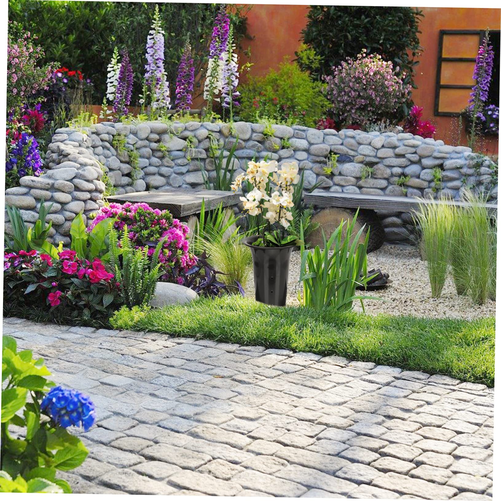 10 Pots de Pépinière Noirs en Plastique Respirant pour Plantes et Fleurs, Contrôle Racinaire, Design Simple, pour Jardin et Intérieur