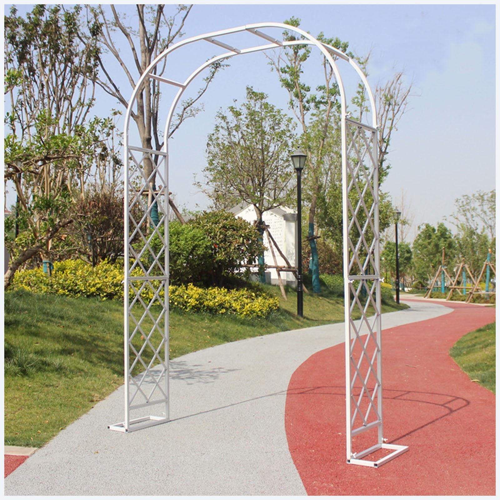 Arche de jardin treillis rosiers grimpants extérieur métal blanc