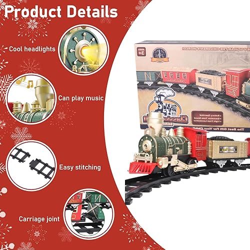 Miniatura 3 de Tren de Navidad con música y luz, juego de tren eléctrico que funciona con pilas, árbol de Navidad fácil de instalar para niños