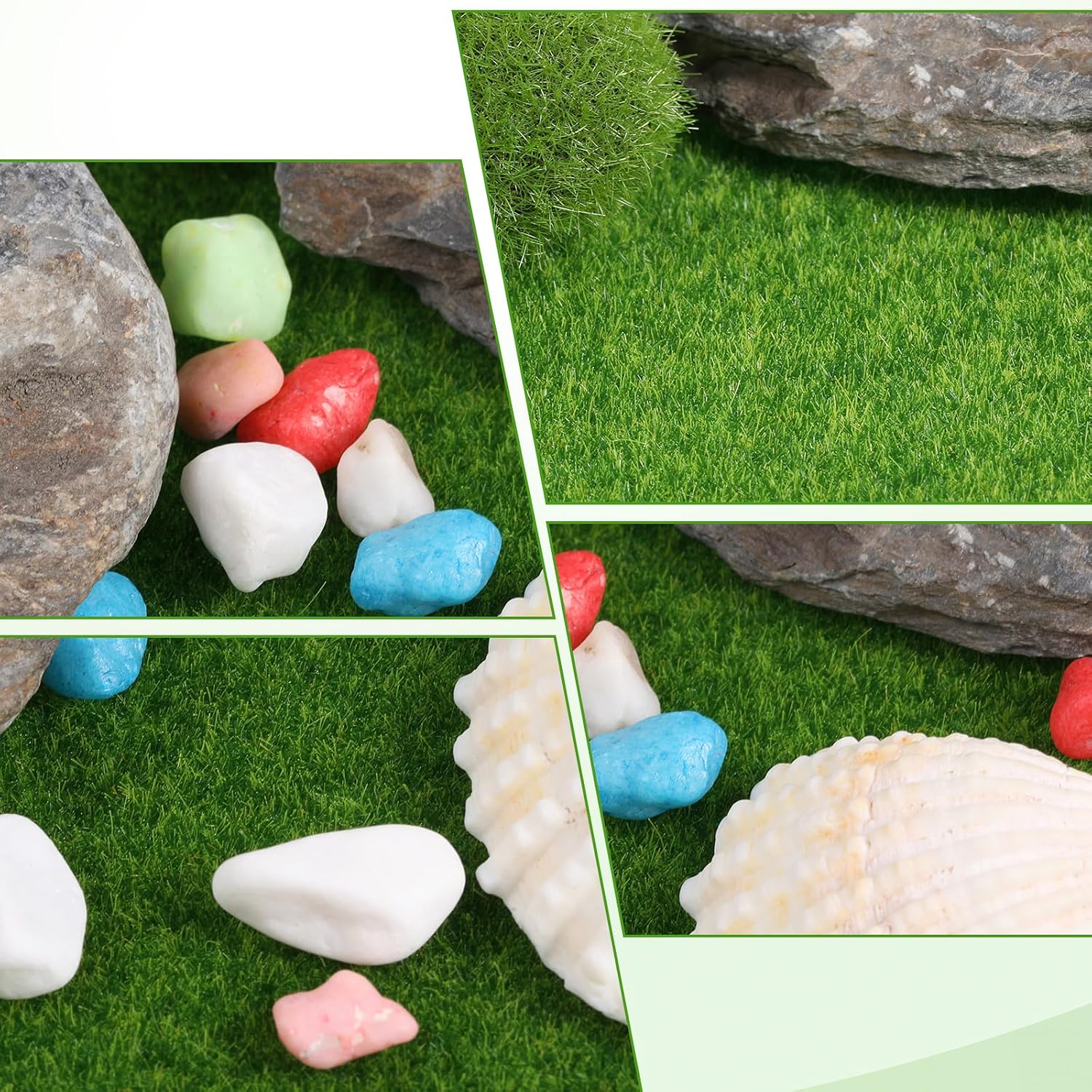 JJUNW 8 Packs Fake Grass Decor for Crafts, 6 x 6 Inches Artificial Garden Grass for DIY Fairy Garden Accessories Miniature Ornament Dollhouse Decor