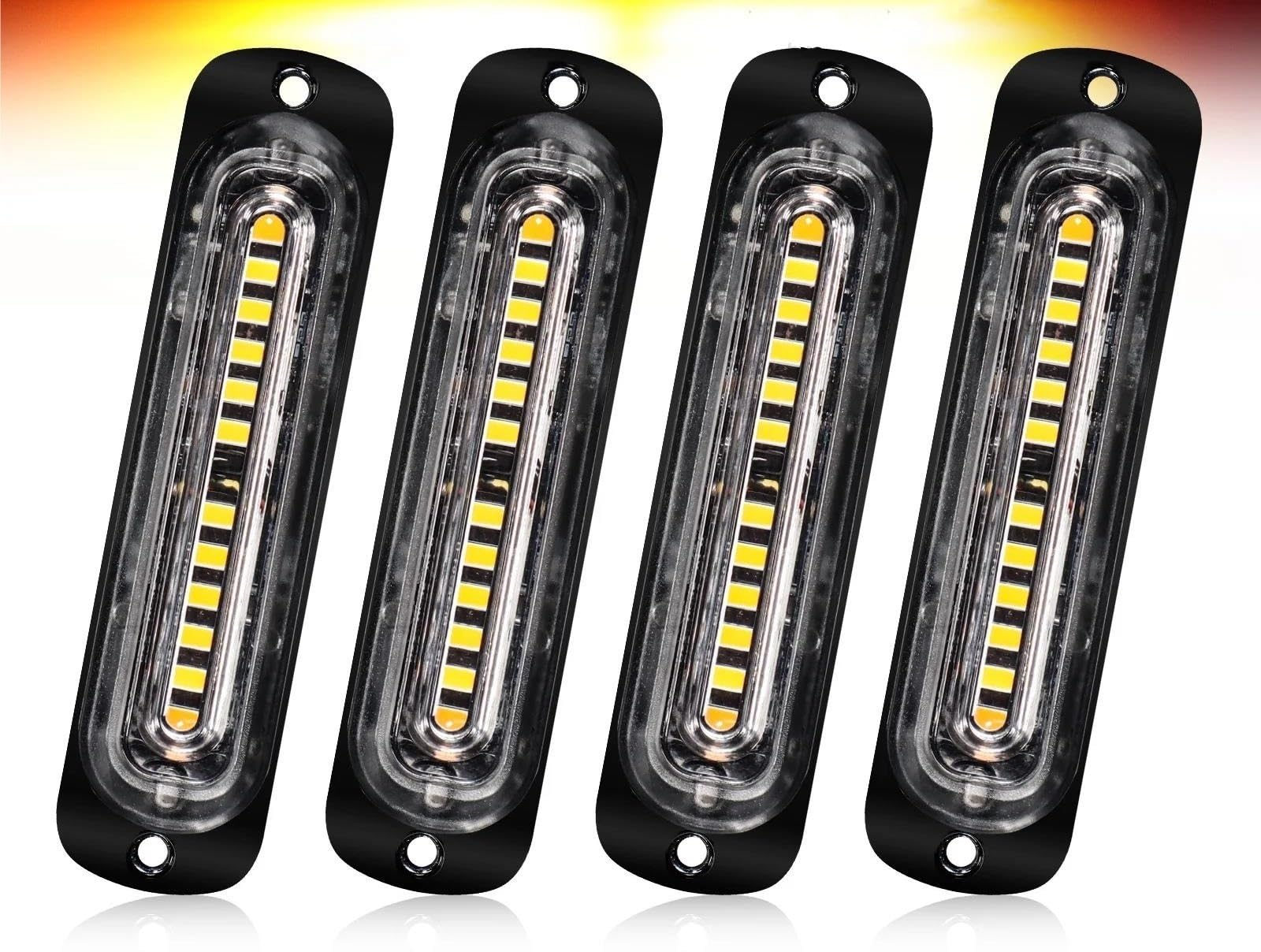 Luces de giro 4 Luces Estroboscópicas 12 LED Para Advertencia Luz Emergencia Luz Baliza Coche Camión Camioneta SUV Ámbar Amarillo Naranja Tráfico 12 V 24 V intermitente