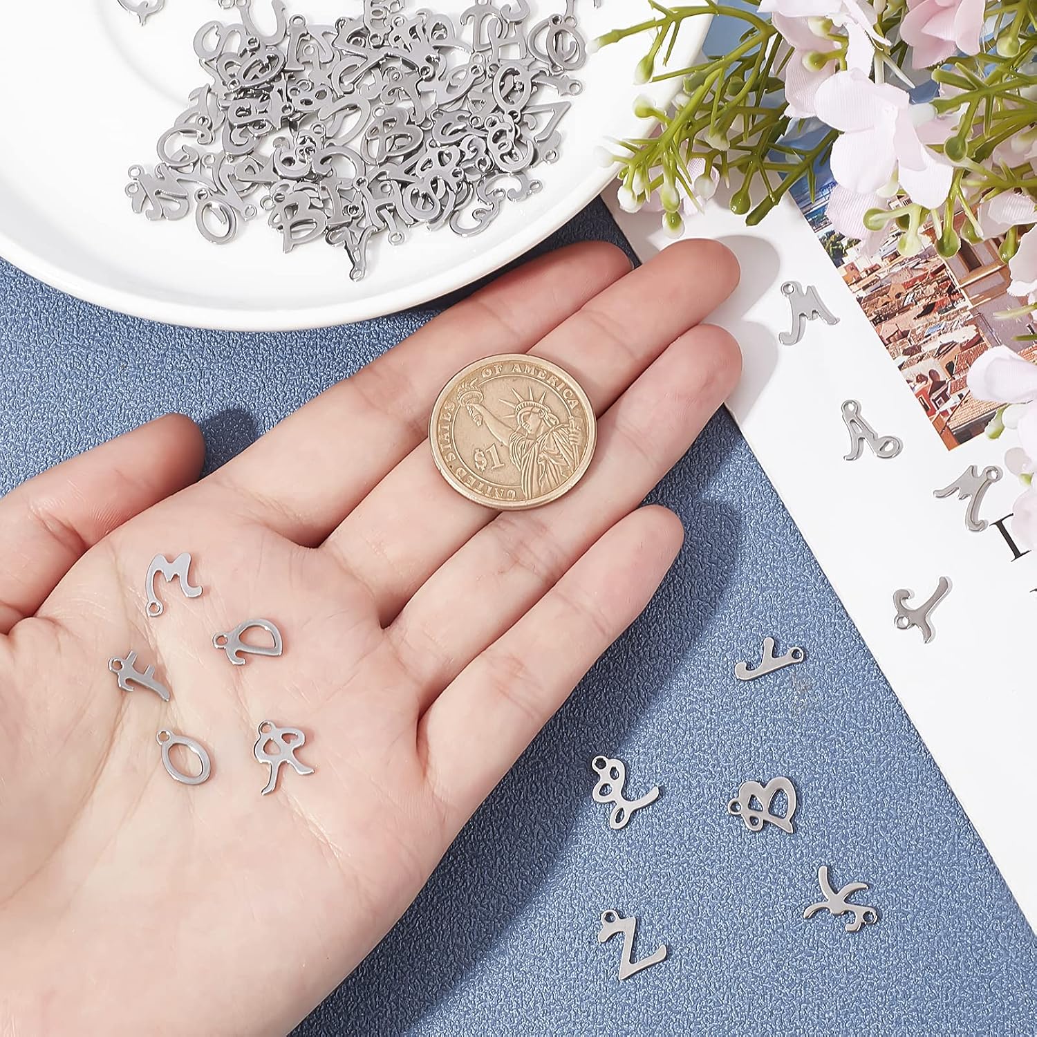 UNICRAFTALE about 104pcs 26 Styles 304 Stainless Steel Charm Letter Pendants - Image 3