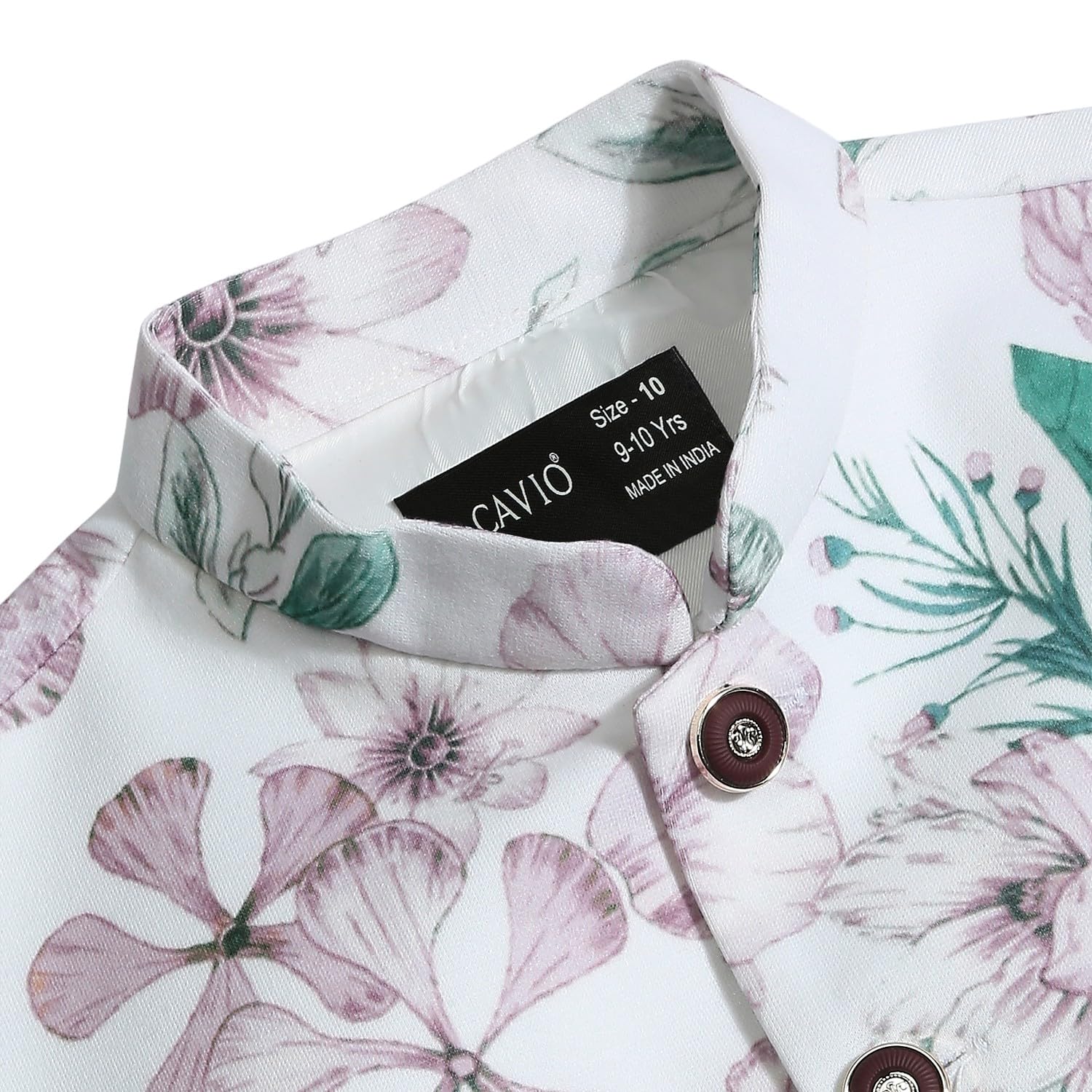 CAVIO Boys Traditional Floral Printed Nehru Jacket