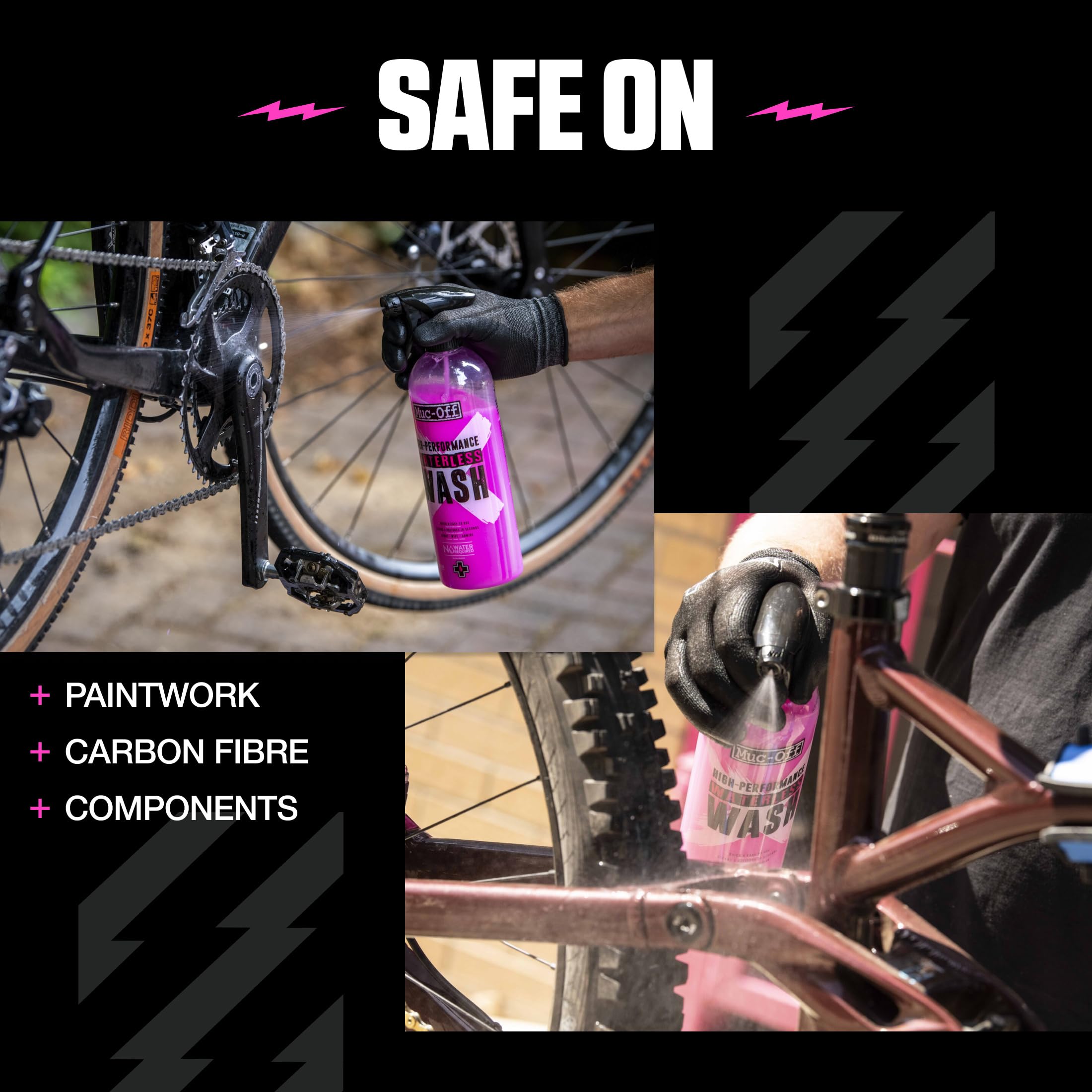 Muc-Off Waterless Wash 750 ml Detergente Bici Senza Risciacquo Spray a Secco Alte Prestazioni