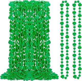 St Patricks Day Necklace, 24PCS Shamrock Green Beads St Patrick's Day Accessories, Irish Saint Patricks Day Necklaces Bulk, St. Patricks Day 4 Leaf Clover Decorations Throw for Parade Party Supplies
