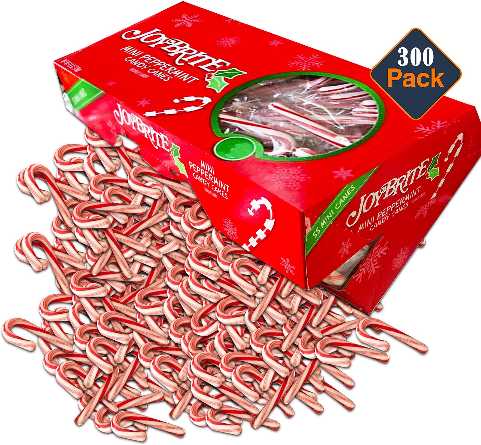 Peppermint Mini Candy Canes Bulk, 300 Count ~ Individually Wrapped Peppermint Candy Canes Mini for Christmas Parties and Decorations
