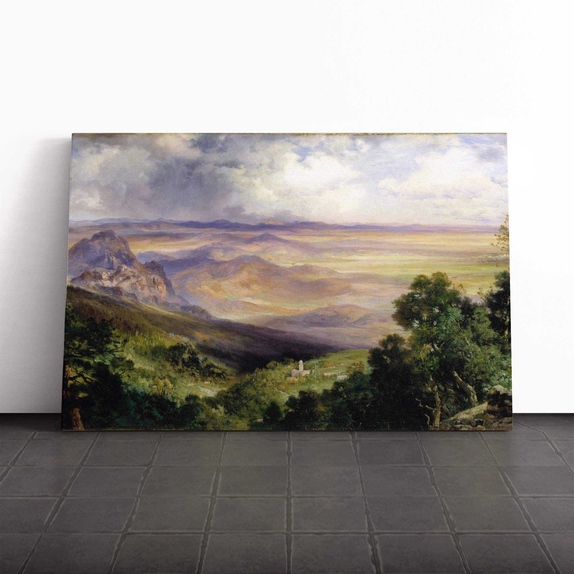 Thomas Moran Valley of Cuernavaca Canvas Print | Gallery Wrapped 30mm Frame Wall Art | 24x16 inches | Ready to Hang | Modern Landscape Picture | Living Room Bedroom Lounge Office