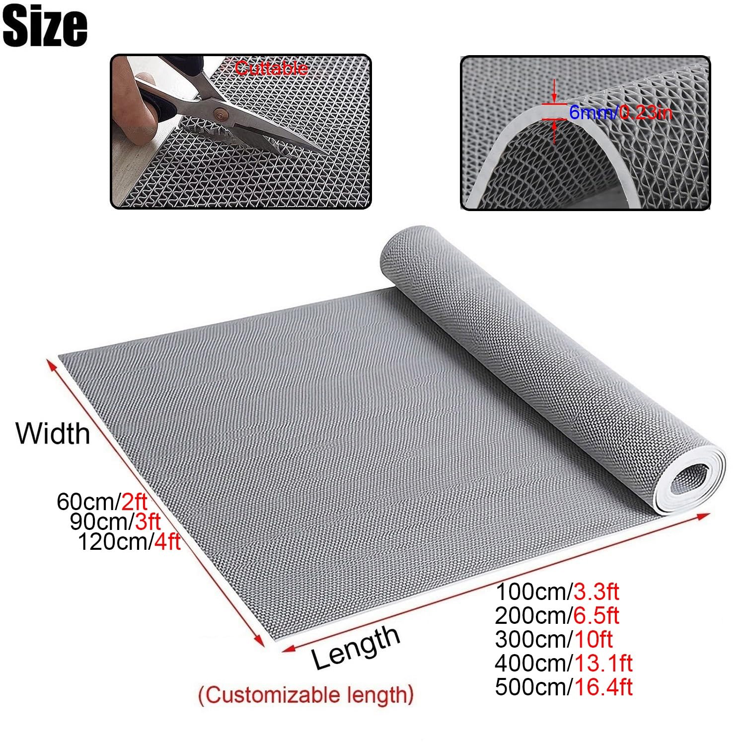 Tappetino drenante in PVC Recular, Antiscivolo per Piscine, Spessore 6 mm, Tappeto a Rete Cava per Uso Commerciale, Adatto a bagni, Servizi igienici, ristoranti e Aree umide Interne/Esterne