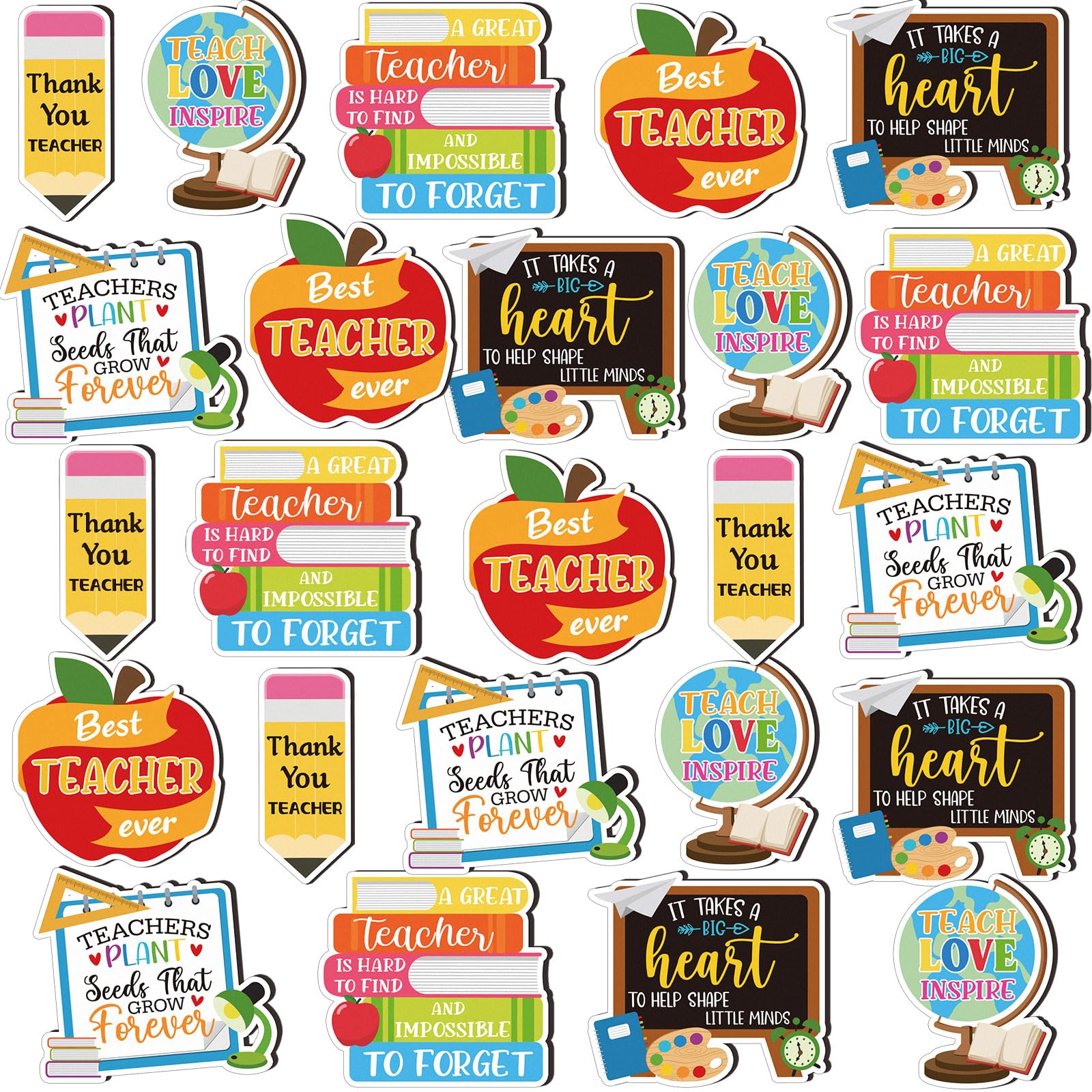 Xuhal 24 Pcs Teacher Appreciation Gifts Bulk Wooden Teacher Magnets Cute Refrigerator Magnet Gift Sets for Teacher Inspirational Magnets Gift Thank You Gifts Present for Teachers (Teacher Style)