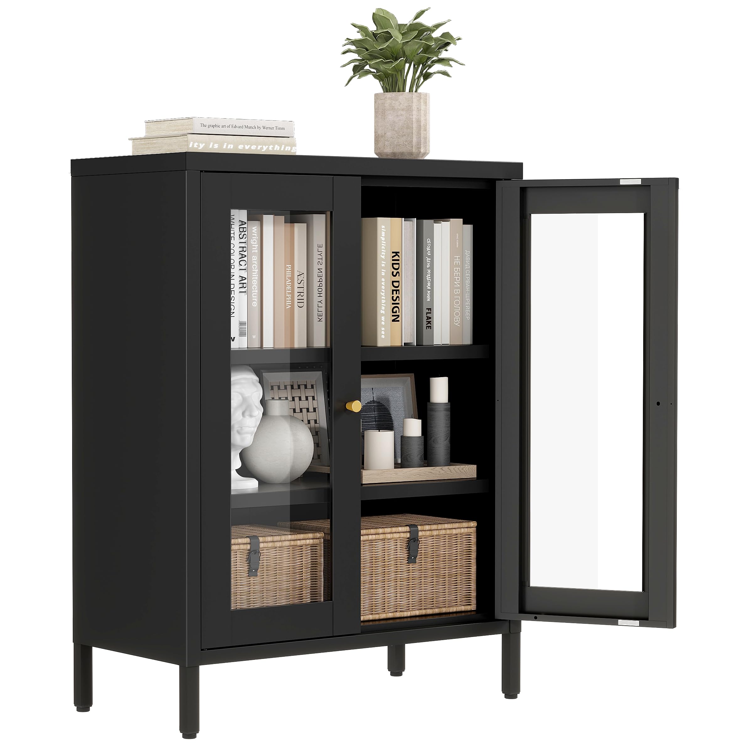 Amazon.co.jp: Boegica サイドボード 収納棚 キャビネット 扉付き