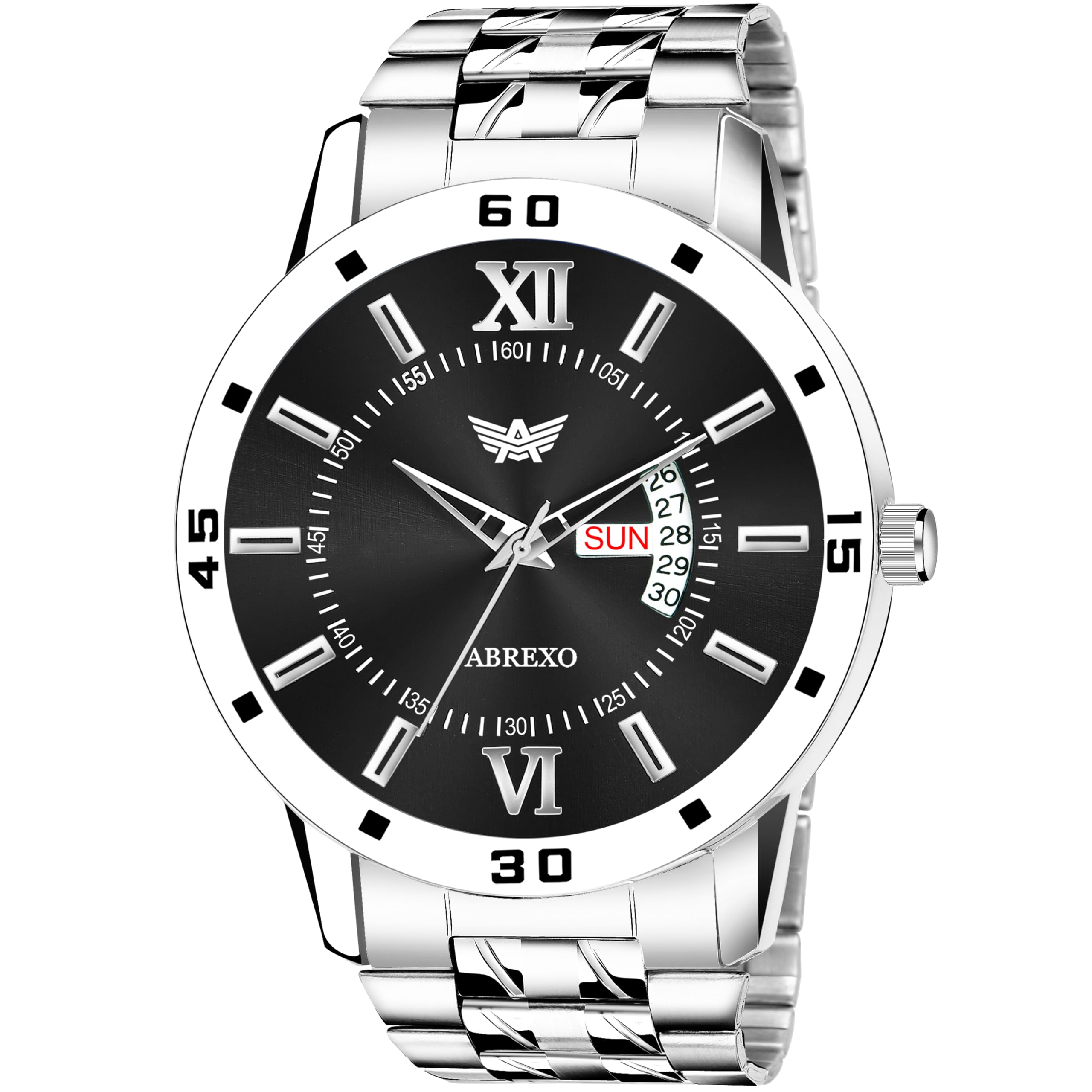 Abrexo, Formal Series Elegant Round Dial Day & Date Functioning Stainless Steel Bracelet Quartz Mechanism Wrist Watch for Men (Blue) (B0CZXG1GFG) Amazon Price History, Amazon Price Tracker