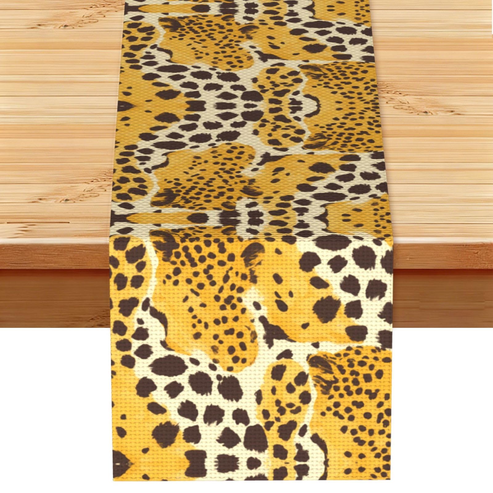 Yellow leopard print Linen Feel Table Runner Wedding Party Home Decoration