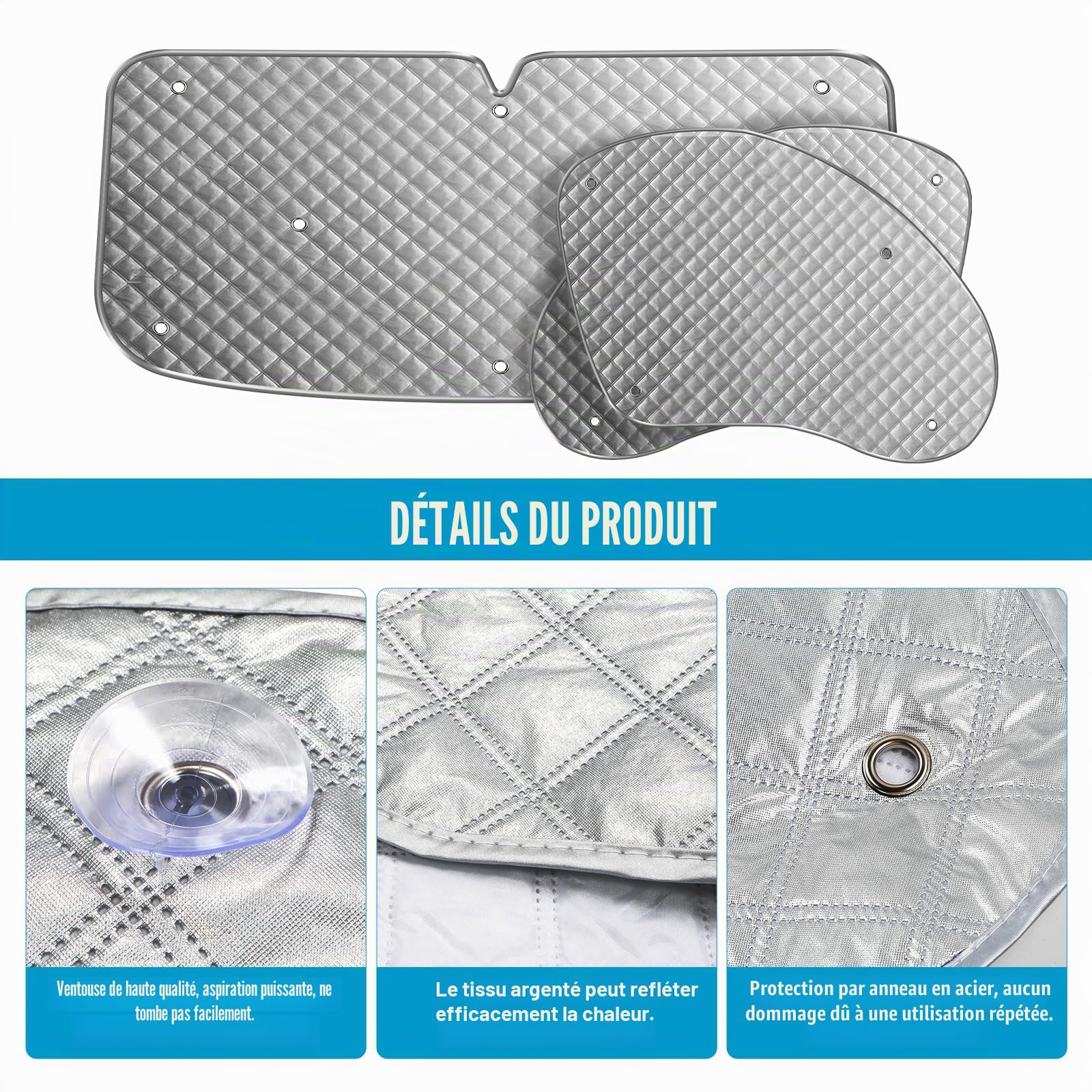 3 pièces de protection solaire et thermique adaptées au Ford Transit Van MK7, pare-brise avant imperméable pour la cabine du conducteur, protection solaire intérieure pour l’obscurcissement, l