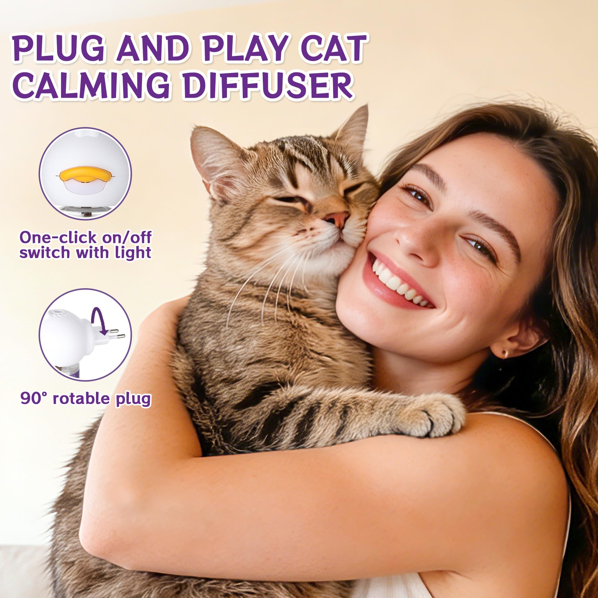 6 In 1 Katze Pheromon Beruhigende Diffusor, Pheromon Diffusor für Katzen, Angst lindern, Helfen, Kämpfe zu reduzieren, Sprühen & Kratzern, Drogenfrei & Geruchlos Sicher (2 Stecker + 4 Refills) 120 Tag