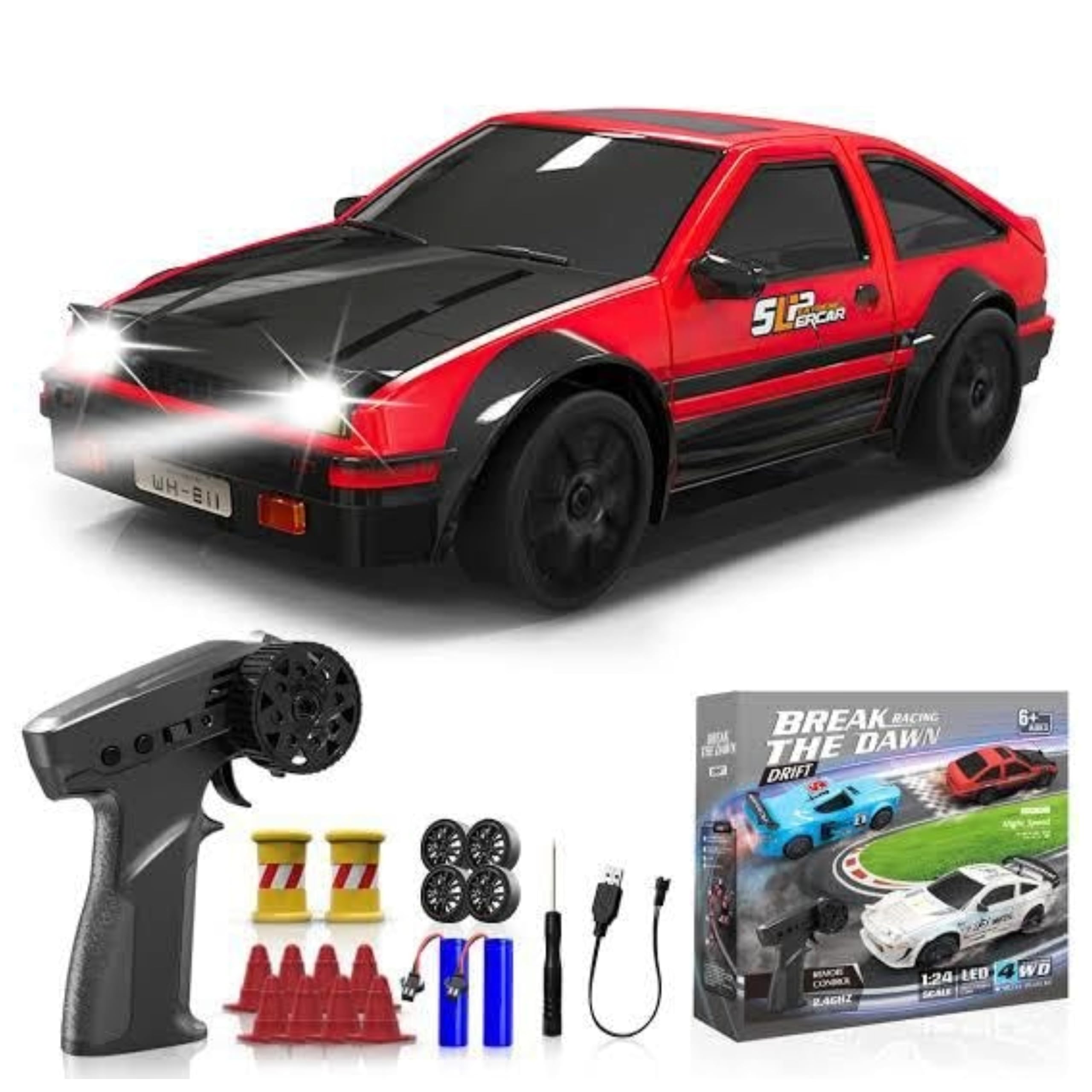 SCALICON Toyota AE86 Trueno Drift RC Car – Black & Red Supercar