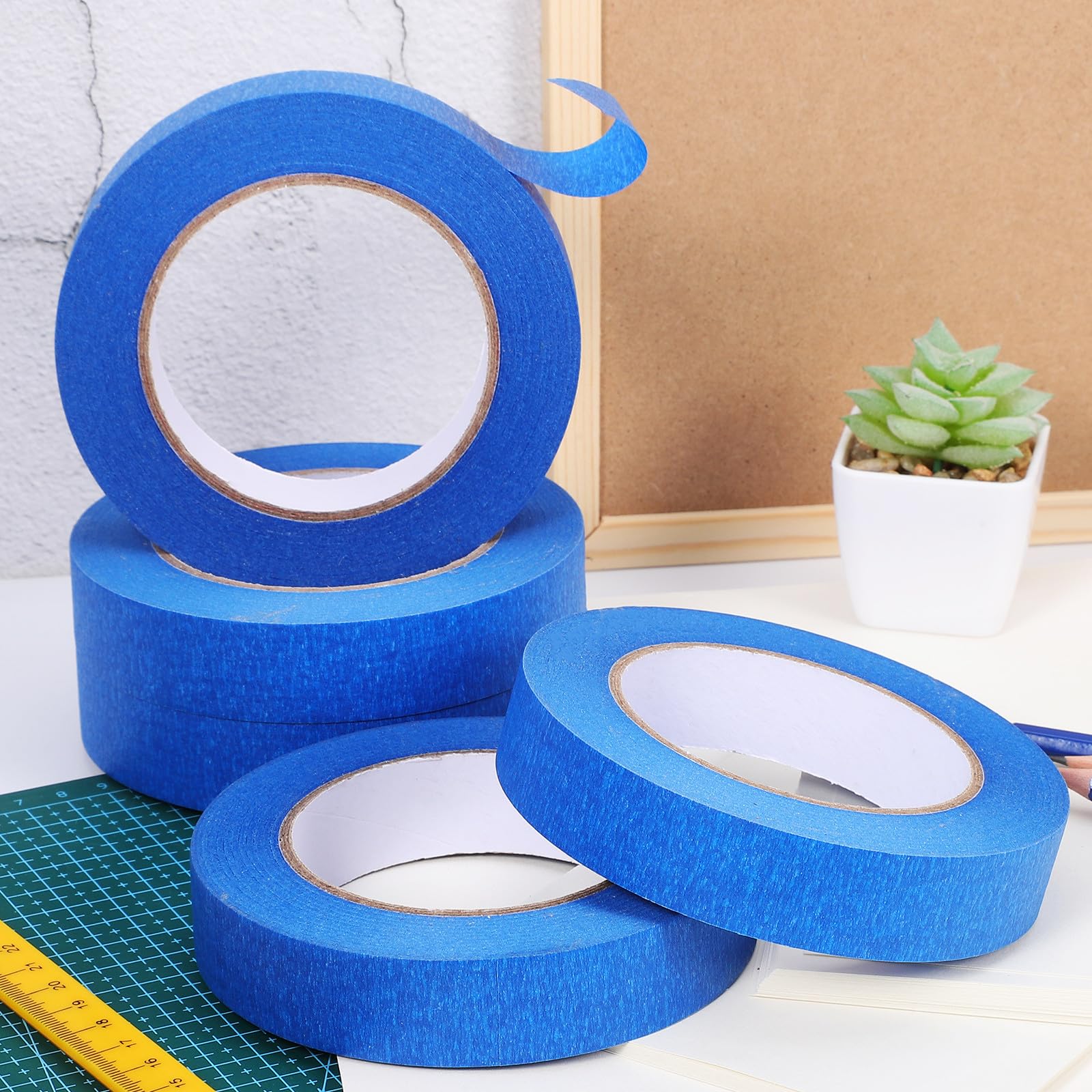 Artibetter Ruban Adhésif de Masquage Bleu 5 Rouleaux 50 M Ruban de Papier à Déchirer la Main pour Peinture et Scrapbooking