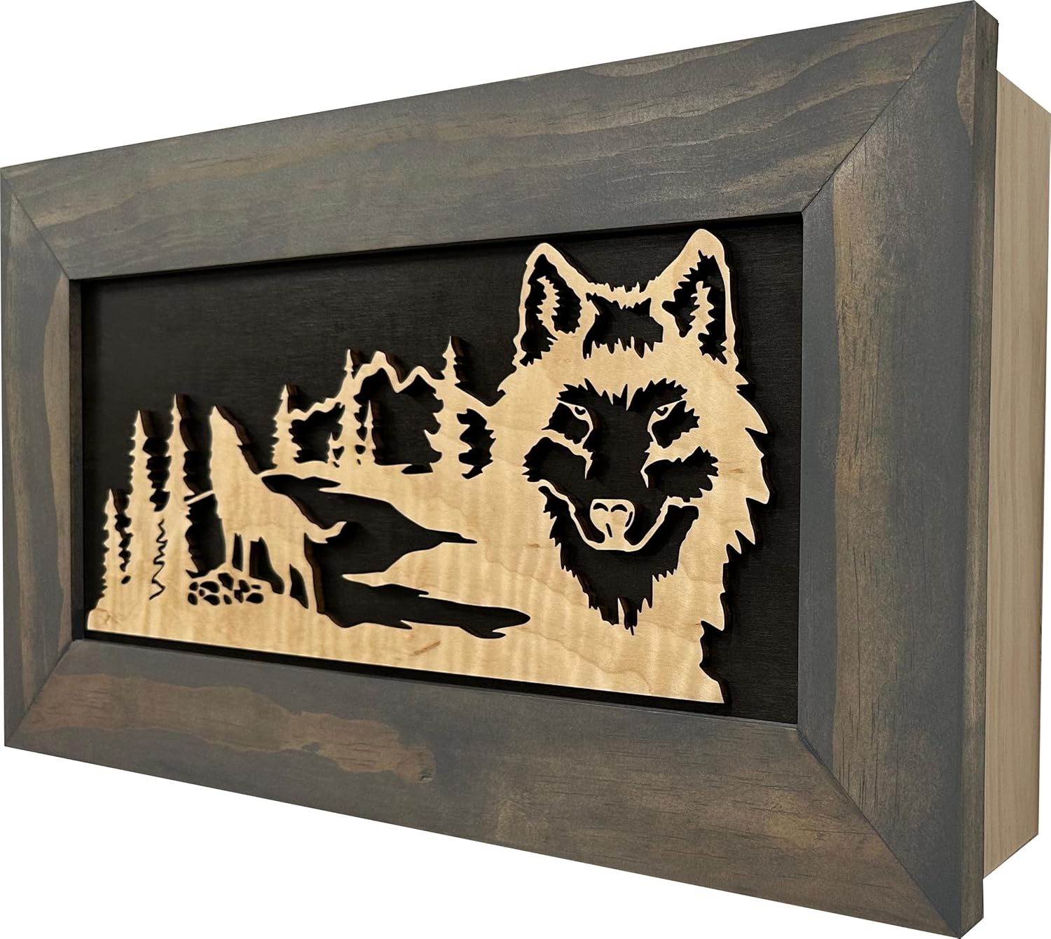 Bellewood Designs Midnight Wolf Hidden Gun Safe - Handcrafted Gun Concealment Decor - Hidden Gun Shelf with Magnetic Lock for Quick Access - Hidden Wall Safe for Secure Storage - Made in USA