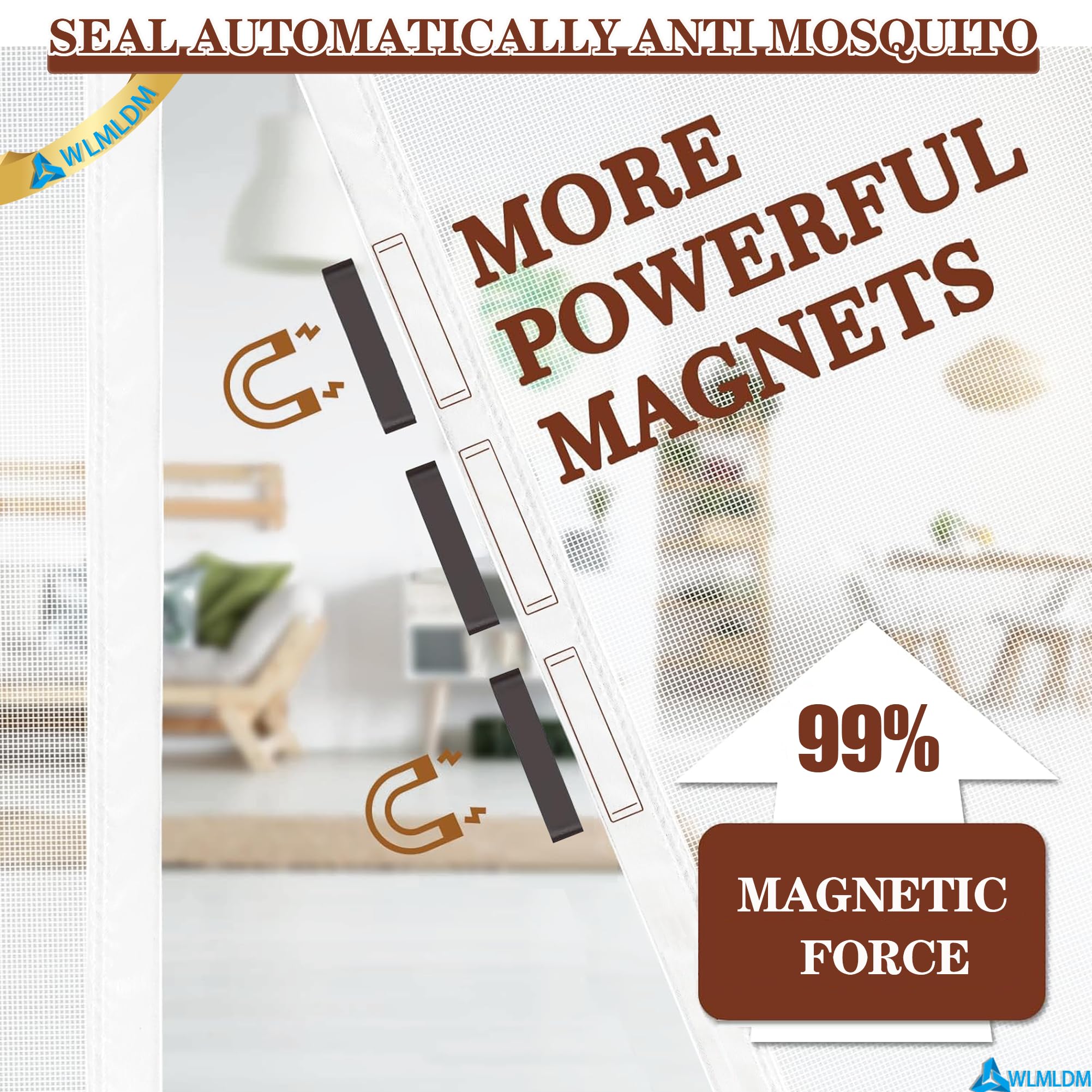 Zanzariera Magnetica per Porta Bianco 230x200cm Tenda Rete Zanzariera da Esterno Giardino Balcone con Apertura Laterale e Maniglia per Porta Finestra Balcone Soggiorno