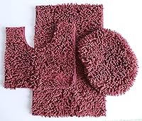 Vista 1 de BH Home & Linen Juego de 3 alfombrillas de baño de microfibra mixta de felpilla ultra suave y brillante. Tapete grande de 19.5 x 31 pulgadas, tapete