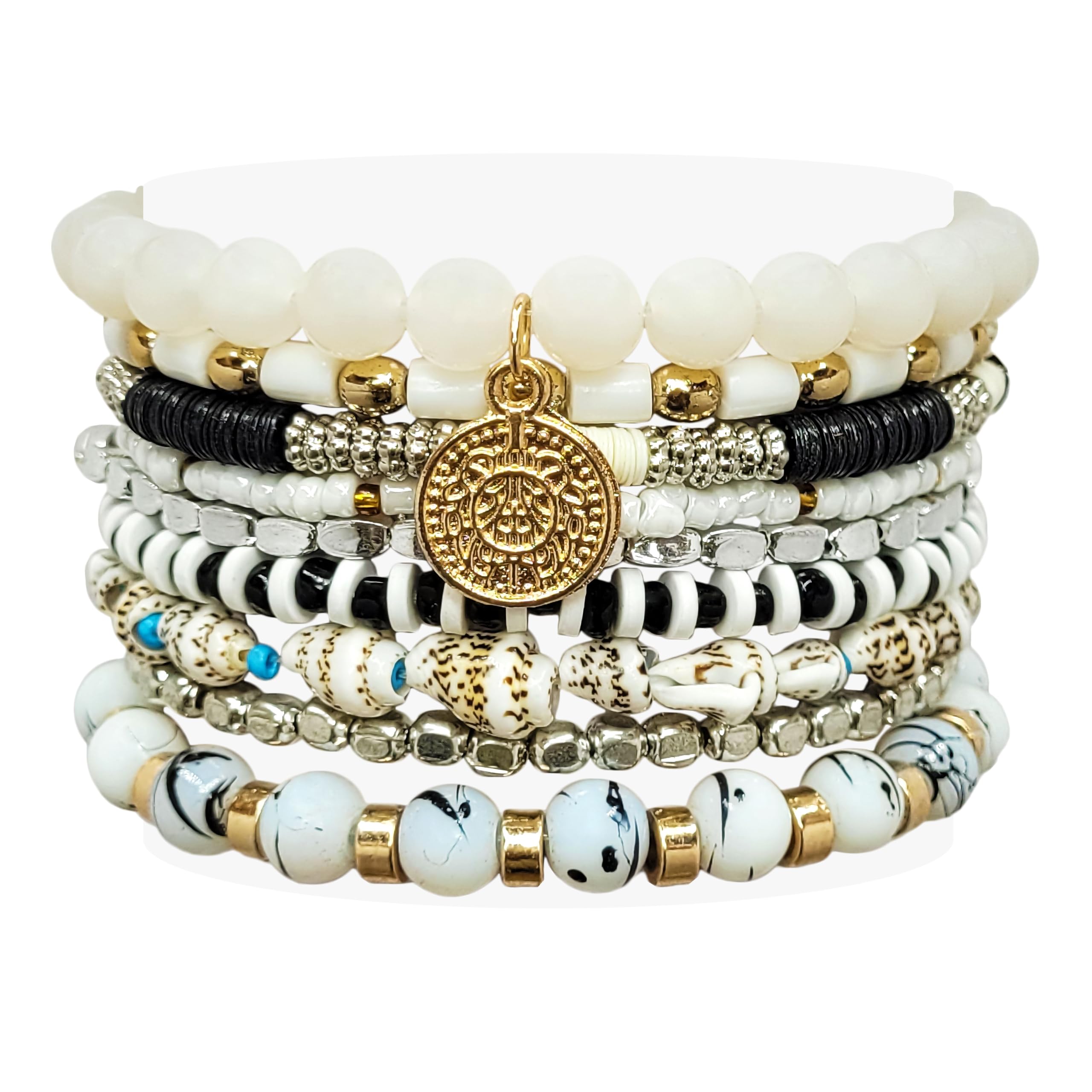See full amazon price history chart for BOHENOOR Bohemian Bracelet Set - Combo Set Multicolor Stretchable Elastic Beads Bracelets for Women and Girls - Birthday, Anniversary, Valentine Gift (Black & White) BOHENOOR Bohemian Bracelet Set - Combo Set Multicolor Stretchable Elastic Beads Bracelets for Women and Girls - Birthday, Anniversary, Valentine Gift (Black & White) (B0D8LDTM6Z) Amazon Price History, Amazon Price Tracker
