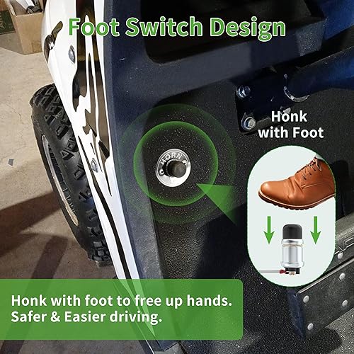 Miniatura 6 de 10L0L Kit universal de bocina de carrito de golf de 12 voltios para Yamaha, EZGO, Club Car - Interruptor de botón de montaje en piso, kit de bocina