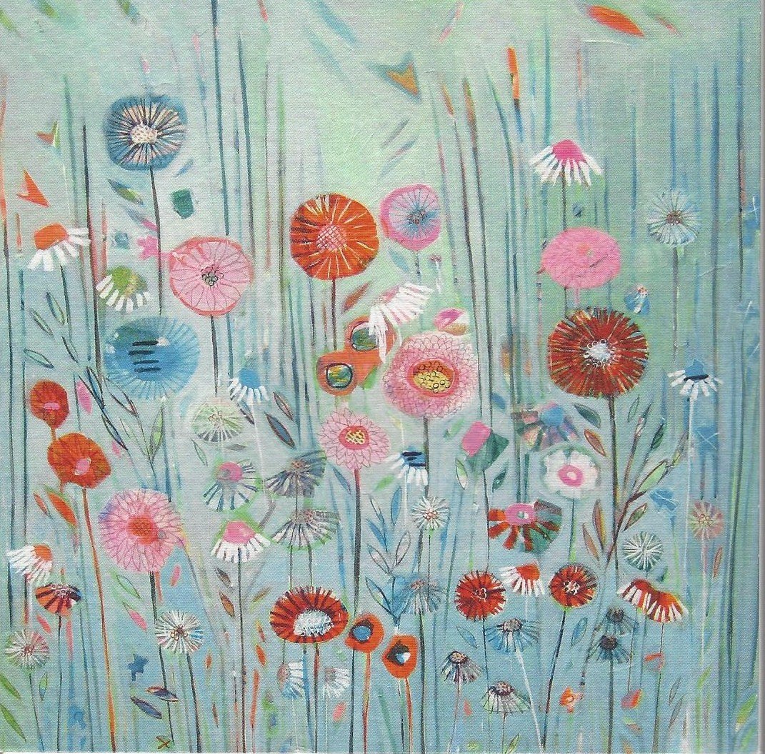 Wild Flower Meadows by Shyama Ruffell. Pack of 8 notecards with envelopes. Size: 12.3 cm x 12.3 cm. 4 each of two designs.