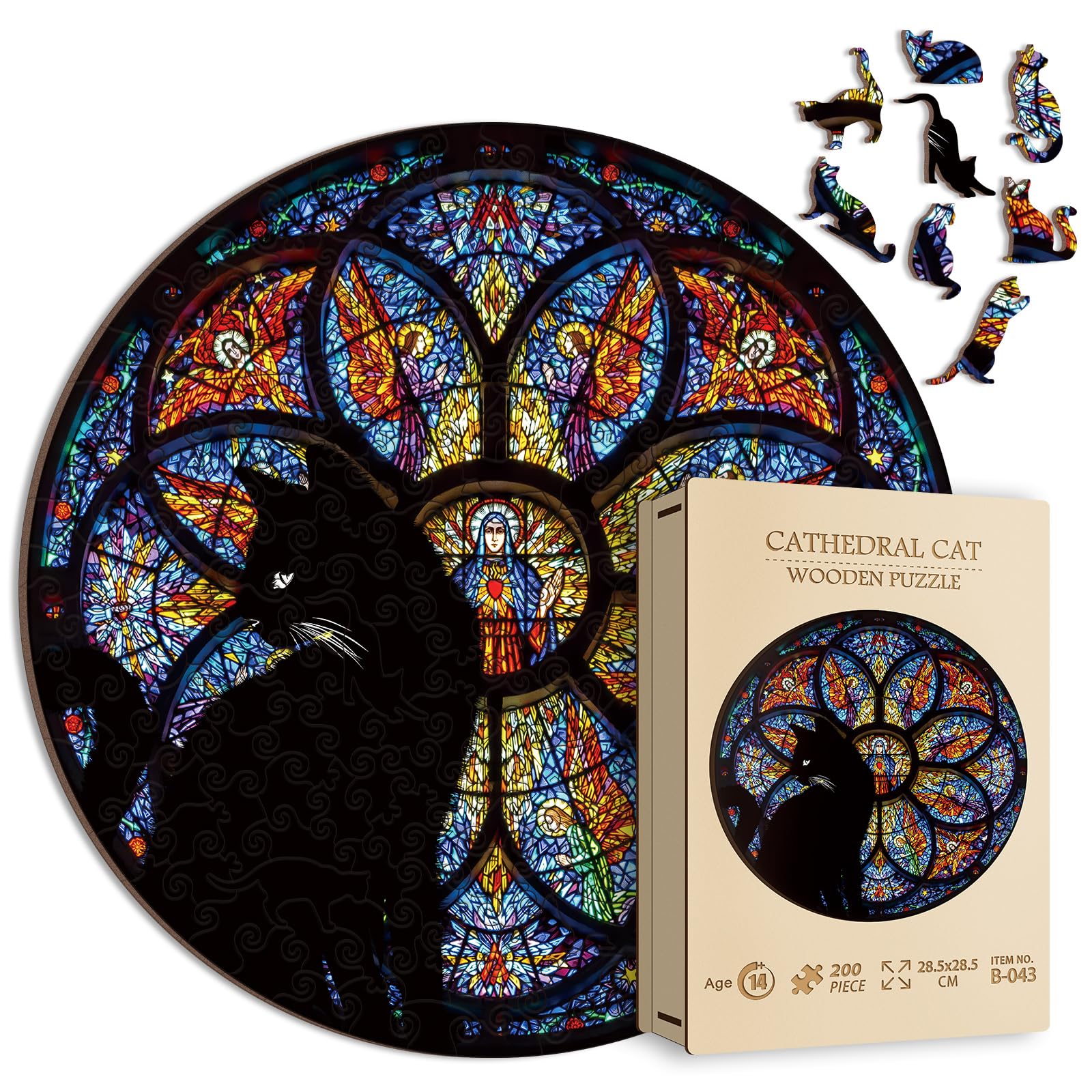 Amazon | ステンドグラス 猫 木製パズル 大人用 200ピース カラフル