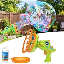 Dinosaur Bubble Gun for Kids Ages 3-8, Outdoor Bubble Machine Blower Toy