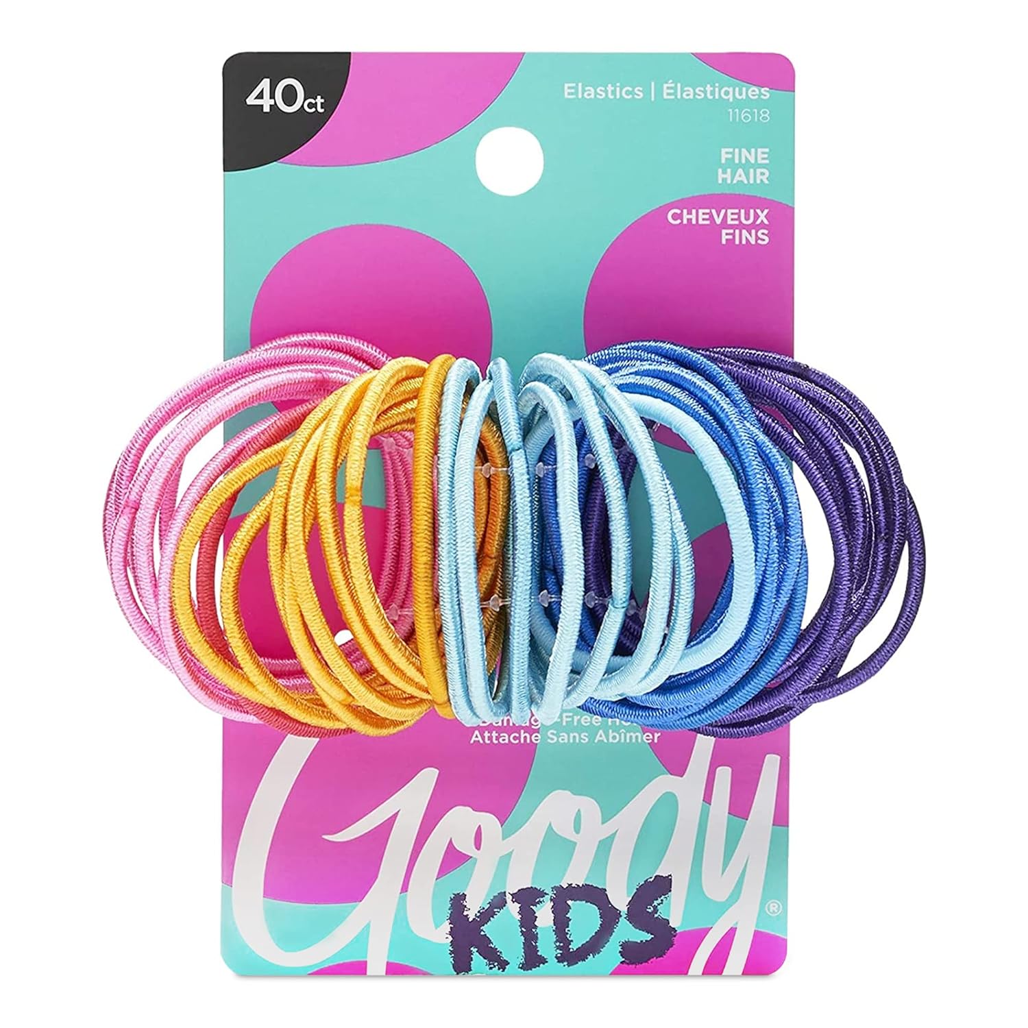 Goody Kids Ouchless Elastics Hair Ties - 40 Count, Assorted Pretty Pastels (Color May Vary) - Perfect for Fine, Curly Hair & Sensitive Scalps - Pain-Free Hair Accessories for Women, Men, Boys & Girls