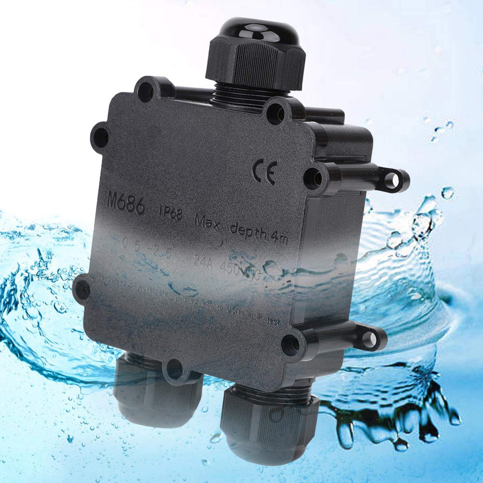 Scatola di giunzione impermeabile IP68, HUYU 6 vie connettori per cavi esterni con scatola di giunzione elettrica M20 PG9 per 5-12 mm, 4-8 mm - H6