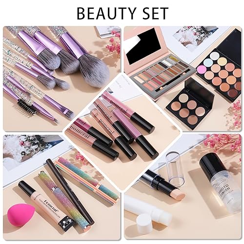 Miniatura 2 de Kit de maquillaje para mujeres, kit completo todo en uno, para adolescentes, niñas, principiantes, con corrector de sombra de ojos, paleta de brillo