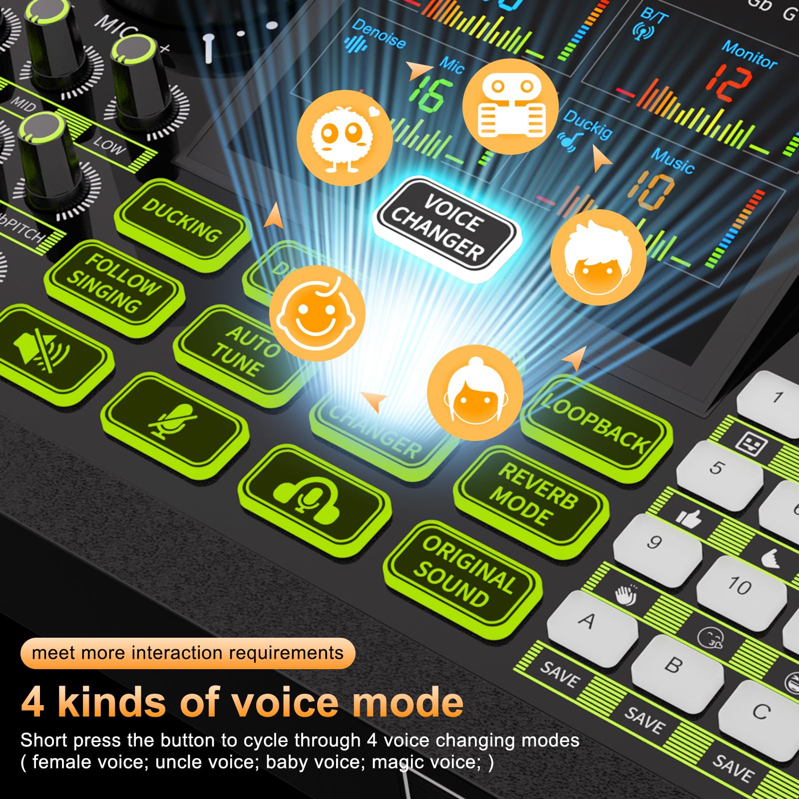 podcast microphone bundle, Live Sound Card with Audio Interface, All-in-One Audio Mixer with Voice Changer, Condenser Microphone for Live Streaming, Singing, Gaming, and Content Creation. - Image 8