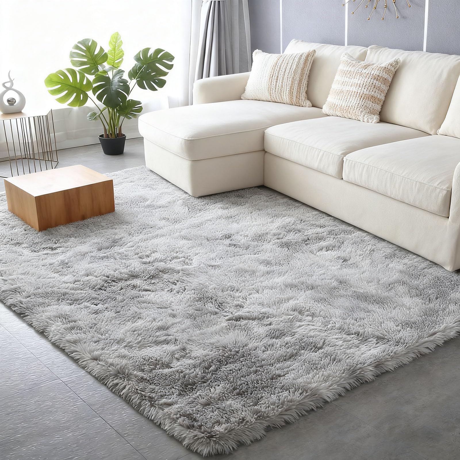 Dywan antypoślizgowy 170 x 230 cm – dostosowywany jasnoszary chodnik do sypialni, jadalni, przedpokoju i salonu - miękki, trwały, nowoczesny design