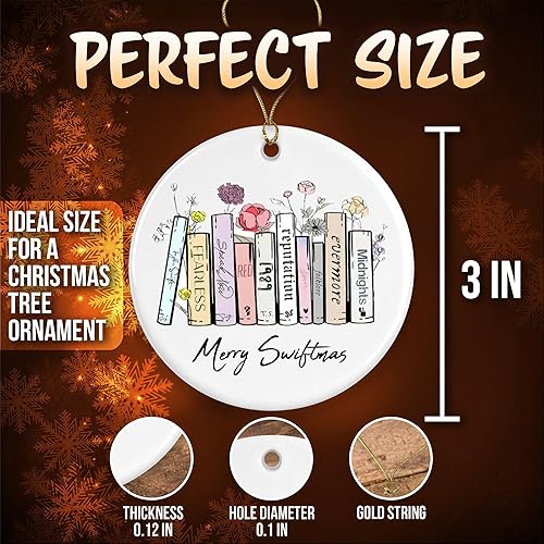 Miniatura 2 de Merry Swiftmas Taylor Album As Books Adorno  Swiftea Taylor ERAS Album Christmas Ornament  Adorno redondo de 3 pulgadas para bodas de Navidad