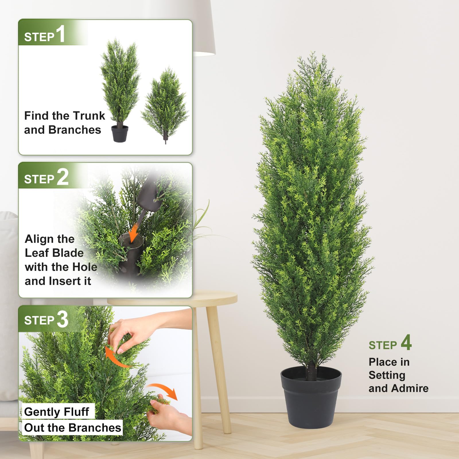 The Bloom Times Lot de 2 Arbres topiaires artificiels d'extérieur de 0,9 m, Faux cèdre, pin et arbustes pour Porche Avant 91 cm