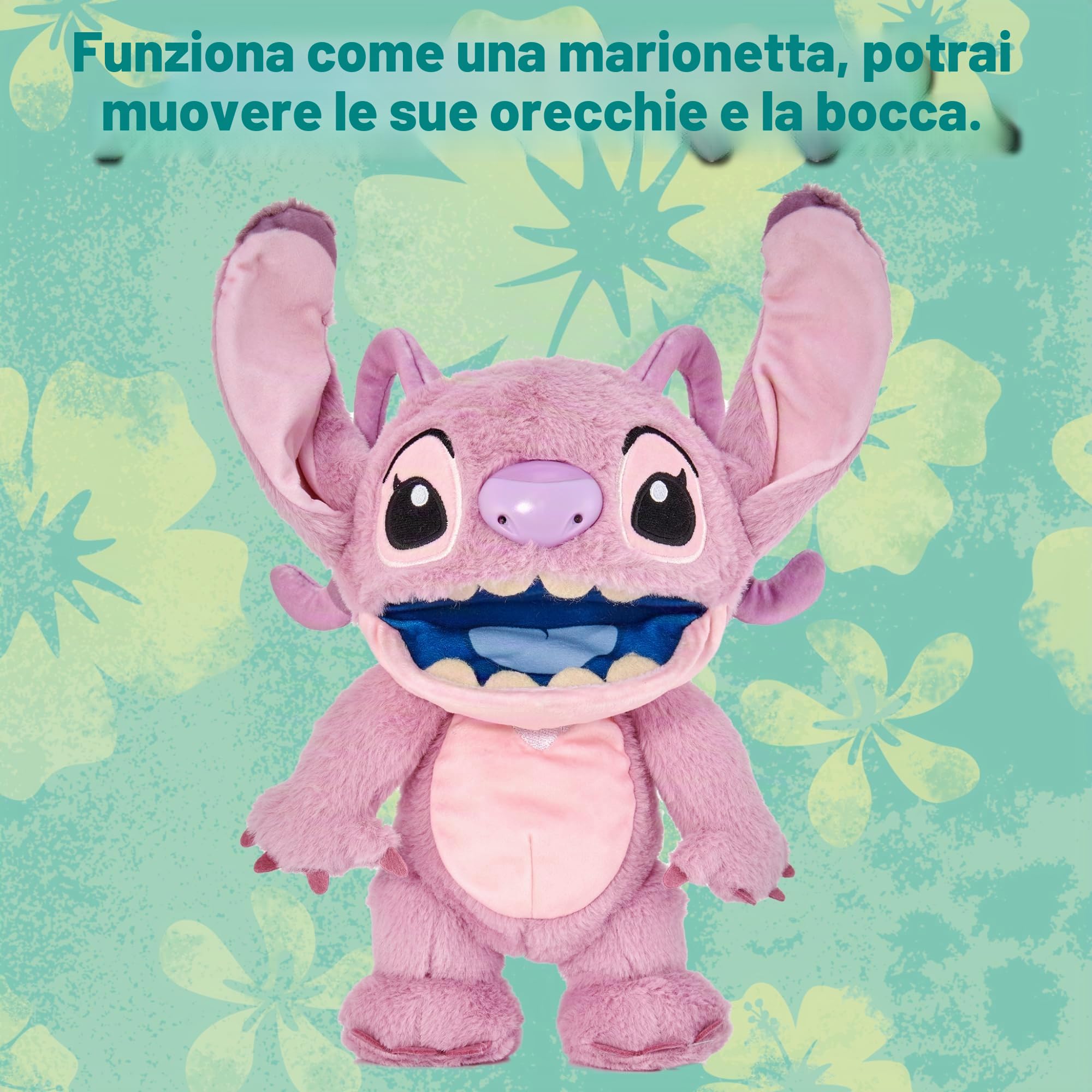 Disney Real FX Chatty Angel Puppetronic - Peluche Angelo di Lilo & Stitch, peluche interattivo con funzionamento di burattino, 100+ Moviemineti e Suoni, 6+ anni, famoso (RE003000)