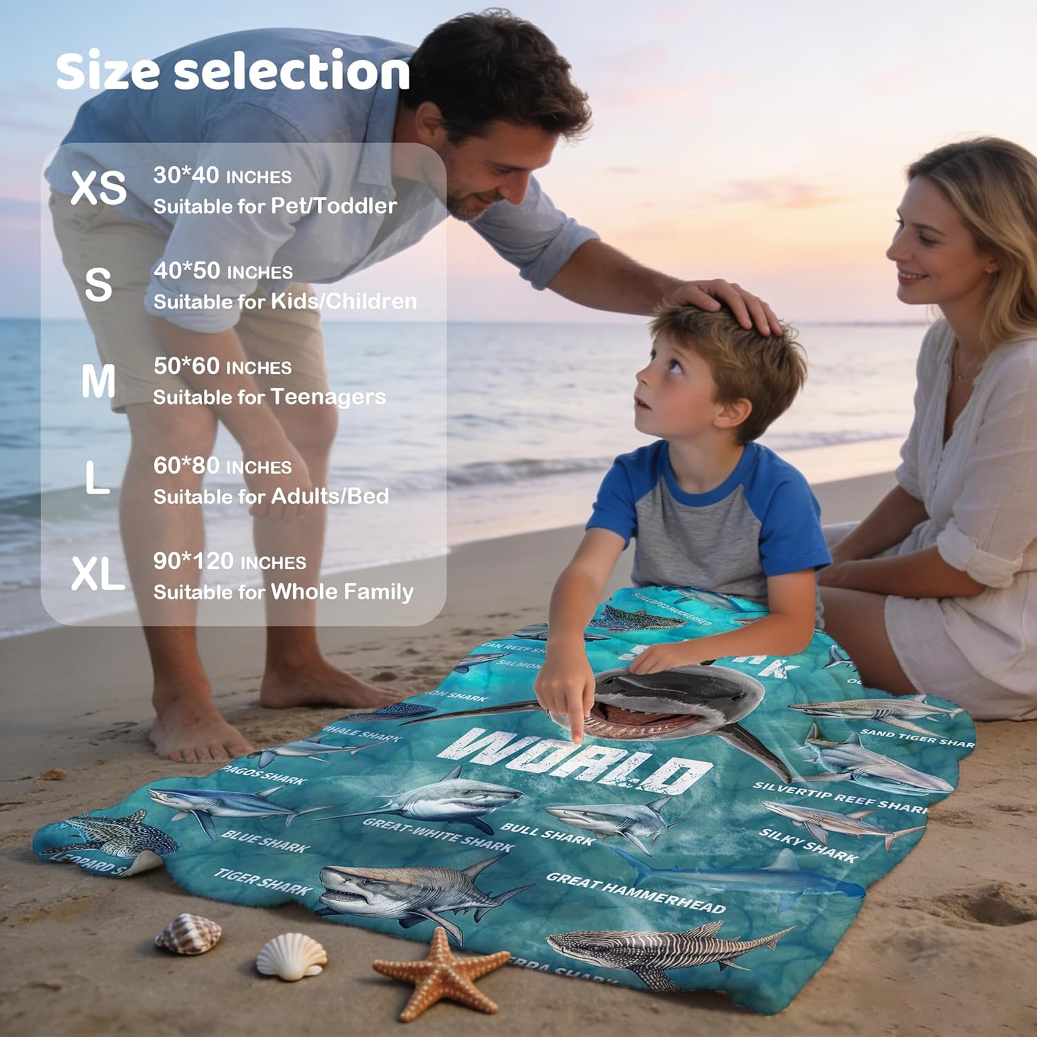 Shark Blanket-Fish Gift for Boys, Girls and Shark Lovers-Super Soft Lightweight and Warm Used for Game Room Bed Camping 60"x80"