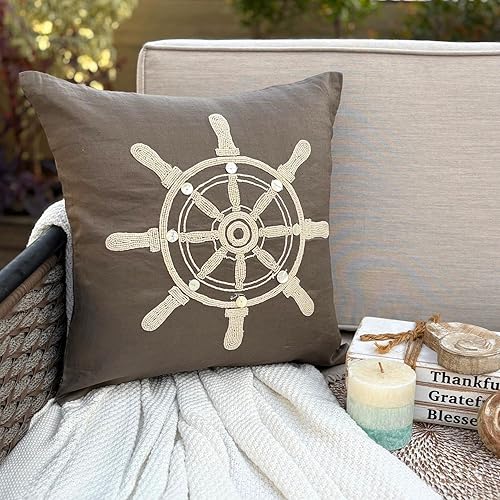 Miniatura 42 de The HomeCentric Funda de cojín, funda de cojín decorativa marrón de 20 x 20 pulgadas, fundas de almohada de piel sintética con textura y almohadas