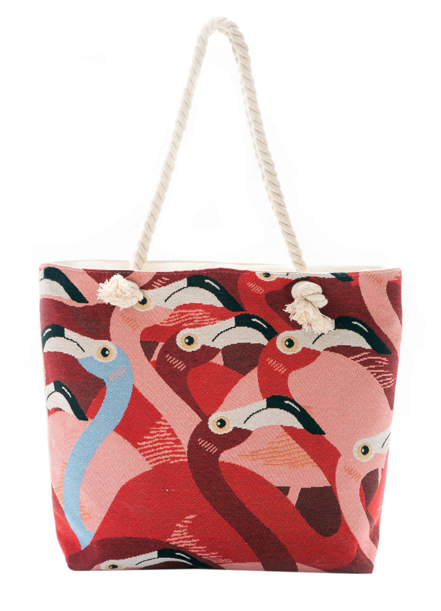 Red Flamingo Pattern Beach Tote Bag