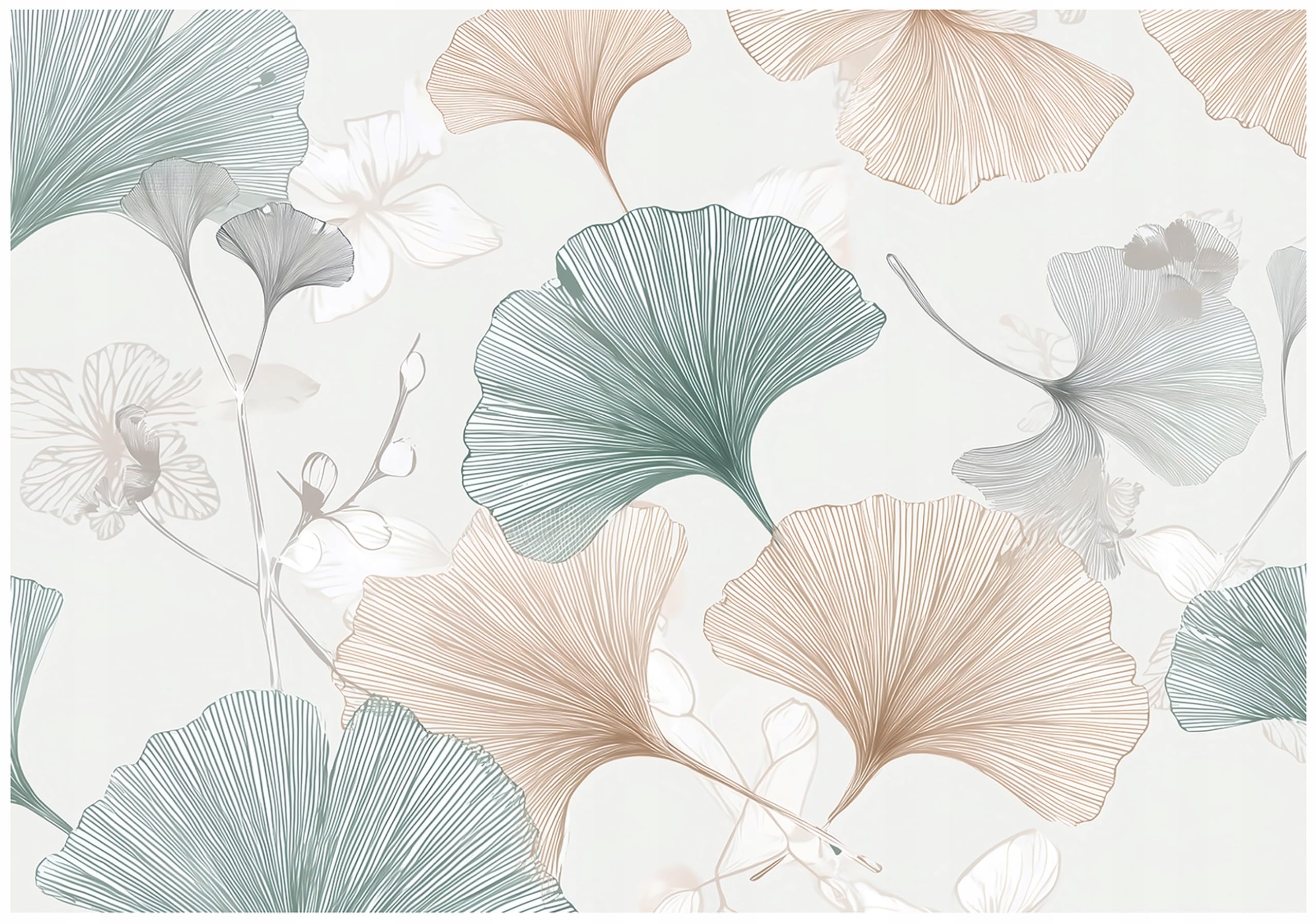 WallArena - Carta da parati fotografica - Fiori 400x280 cm - Murale fotografico - Per soggiorno e camera da letto - Effetto 3D - con Colla - Boho bianco naturale