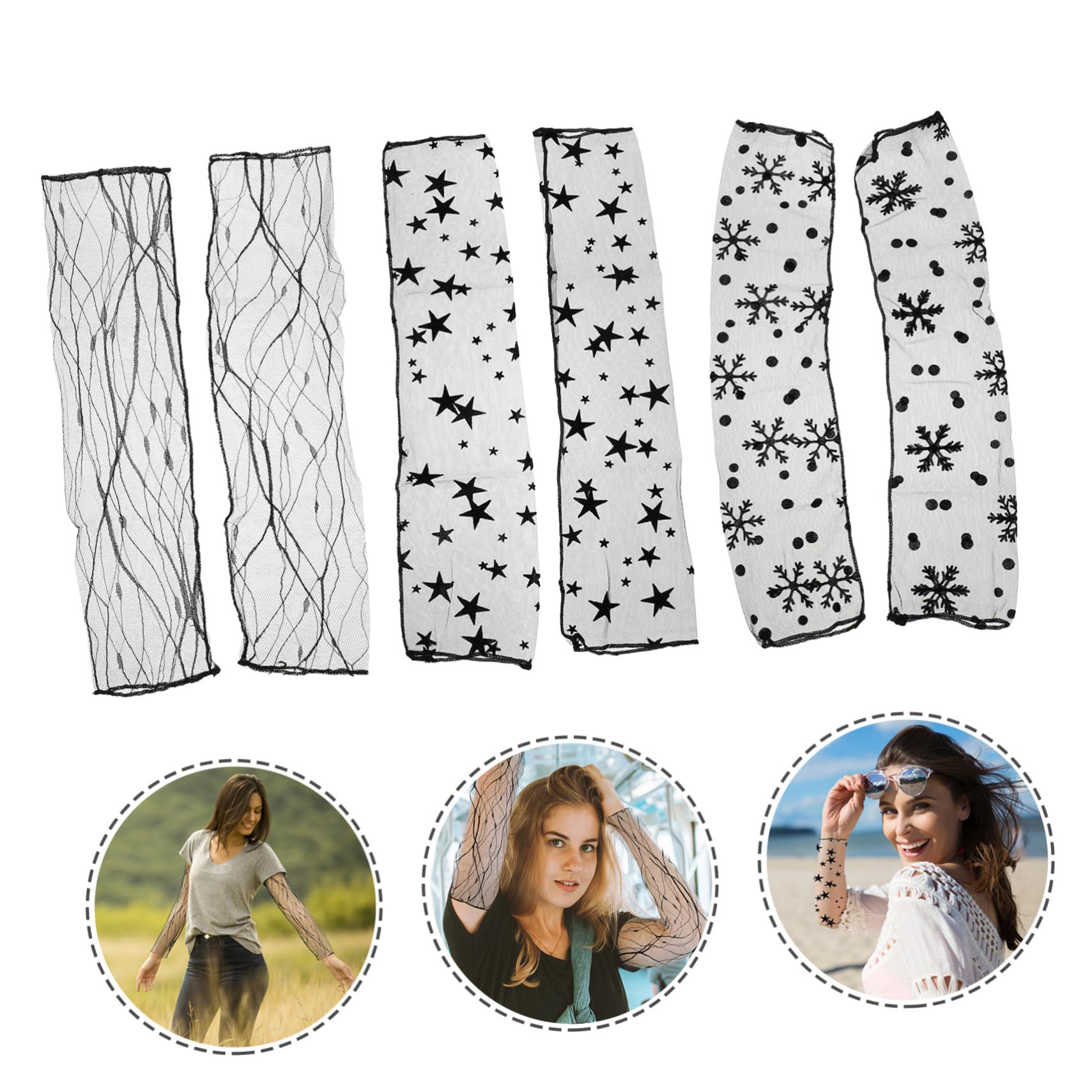 Manchons de Bras en Dentelle Ultra-fins pour Femmes, Protection Solaire sans Doigts, Confortables et Élégants, Lot de 3 Paires pour Conduite et Randonnée