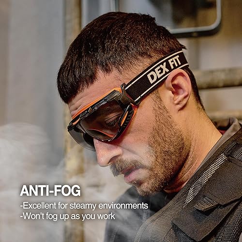 Miniatura 4 de DEX FIT Gafas protectoras de seguridad SG220 antivaho y arañazos, protección ocular Z87 para el trabajo, ajustables para mujeres y hombres (marco