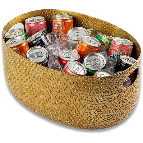 Tablecraft Aluminum Ice Beverage Tub, Cooler Bucket for Party Drink Bottle, Wine,...