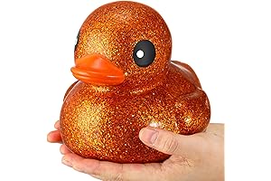 Honoson 6.89 Inch Giant Glitter Orange Rubber Duck Bath Toy