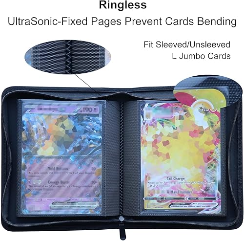 Miniatura 10 de Rayvol Carpeta de tarjetas jumbo tamaño XL, se adapta a 80 tarjetas jumbo XL, incluye 80 fundas de centavo XL, carpeta de tarjetas jumbo sin anillo